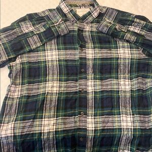 American Eagle Outfitters Green and Blue Casual Button Down Shirt